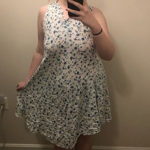 White vintage Asymmetrical floral sun dress